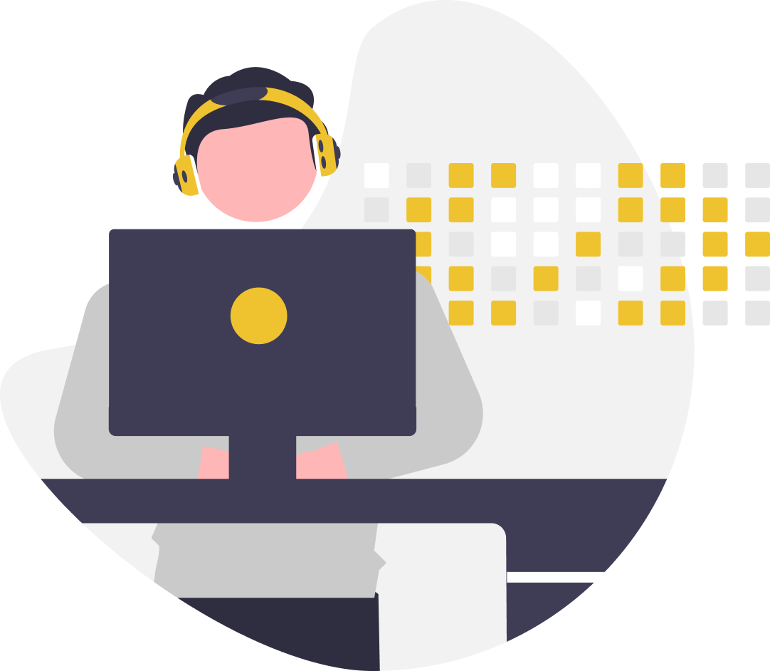 Illustration of creating content at a desk